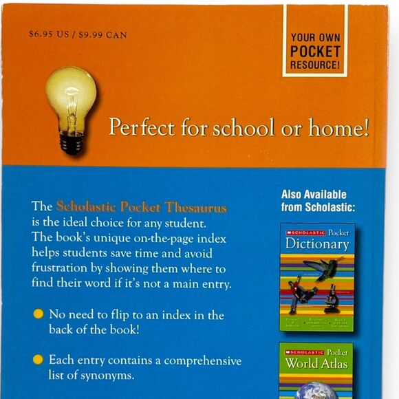 Scholastic Pocket Thesaurus (SCHOLASTIC REFERENCE) Paperback Book Student School - Picture 10 of 12
